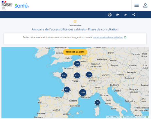 Carte cabinet médical accessible